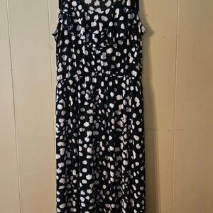 Susan Lawrence Black and White Polka Dot Maxi Dress